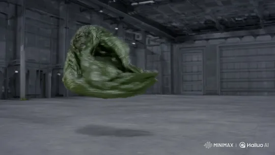 Dynamic Evolution of a Metallic Symbiote in Industrial Space – AI Generated Video | Hailuo AI