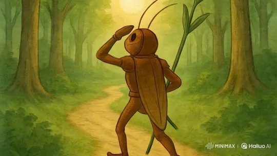 Majestic Cricket Embarks on Serene Forest Adventure – AI Generated Video | Hailuo AI