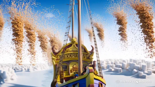 Captain Chimp's Whimsical Voyage on River Milk – AI Generated Video | Hailuo AI