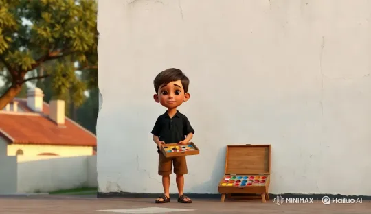 Sunny Paints Dreams on Warangal Wall – AI Generated Video | Hailuo AI