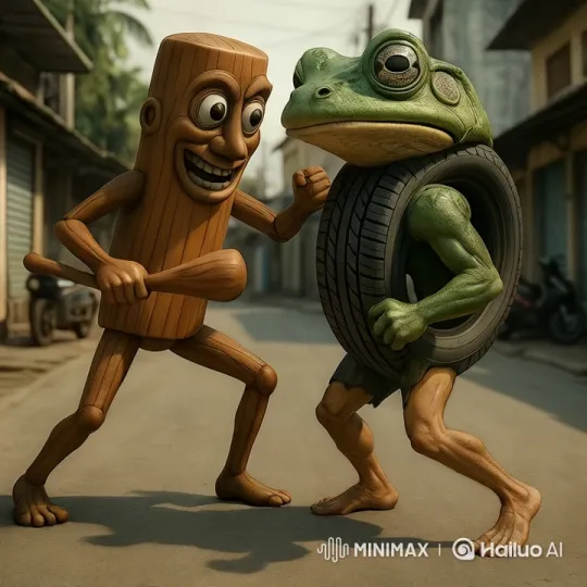 Toad and Wooden Figure Argue Over Tire – AI Generated Video | Hailuo AI