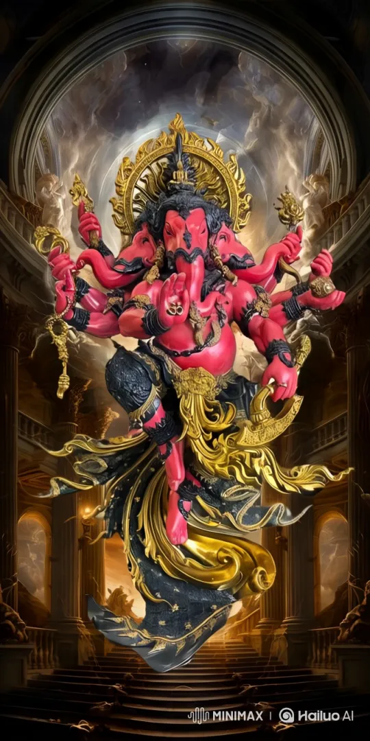 Opulent Temple Showcases Majestic Multi-Armed Deity – AI Generated Video | Hailuo AI