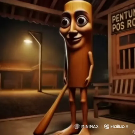 Wooden Figure Chased Through Dim Streets in Horror Short – AI Generated Video | Hailuo AI