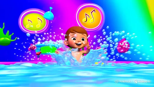 Child's Bathing Adventure in Animated 3D Wonderland – AI Generated Video | Hailuo AI