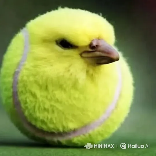 Unique Bird Resembling Tennis Ball: A Serene Study – AI Generated Video | Hailuo AI