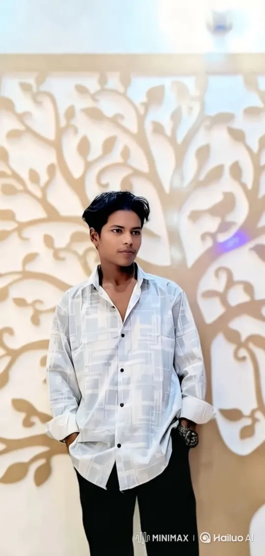 Elegant Portrait of Young Man Against Artistic Tree Background – AI Generated Video | Hailuo AI