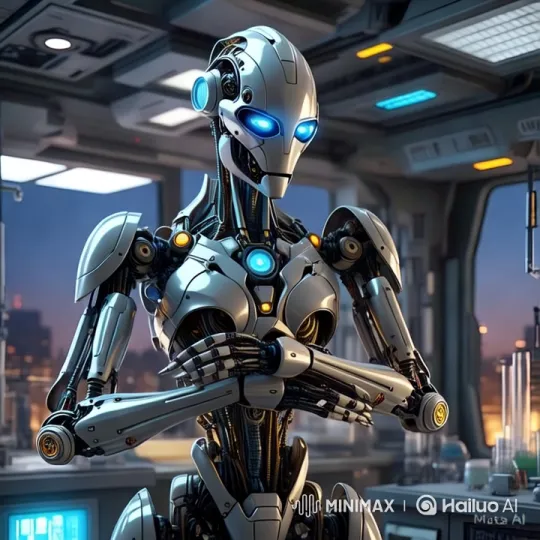 Futuristic Humanoid Robot Showcased in High-Tech Lab – AI Generated Video | Hailuo AI