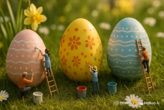 Spring Meadow Easter Egg Decoration Animation – AI Generated Video | Hailuo AI