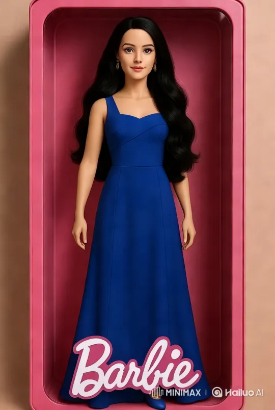 Doll in Blue Dress Gracefully Exits Pink Box – AI Generated Video | Hailuo AI