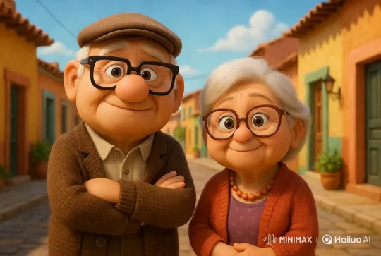 Elderly Couple in Quaint Street Setting – AI Generated Video | Hailuo AI