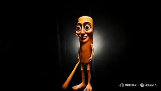 Wooden Figure's Graceful Dance in Dimly Lit Room – AI Generated Video | Hailuo AI