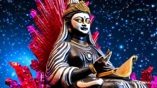 Divine Statue with Ethereal Glow on Cosmic Throne – AI Generated Video | Hailuo AI