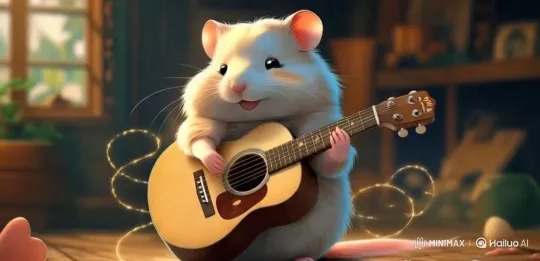 Hamster Plays Guitar in Cozy Room – AI Generated Video | Hailuo AI