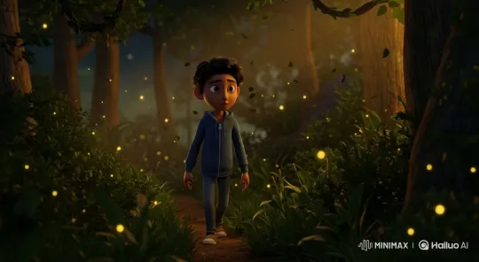 Boy's Nighttime Adventure in a Magical Jungle – AI Generated Video | Hailuo AI
