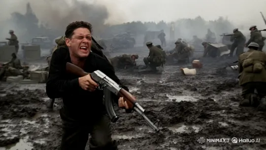 Soldier Amidst Chaos: Gripping AK-47 in WWII Drama – AI Generated Video | Hailuo AI