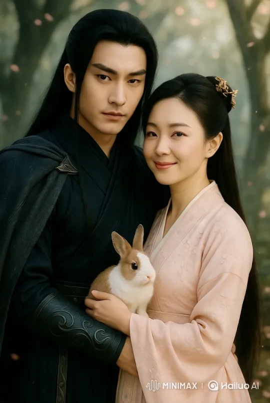 Traditional Couple's Romantic Moment in Moonlit Flower Forest – AI Generated Video | Hailuo AI