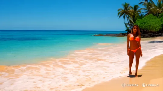 Abella Danger on a Tropical Beach in Stunning Cinematography – AI Generated Video | Hailuo AI