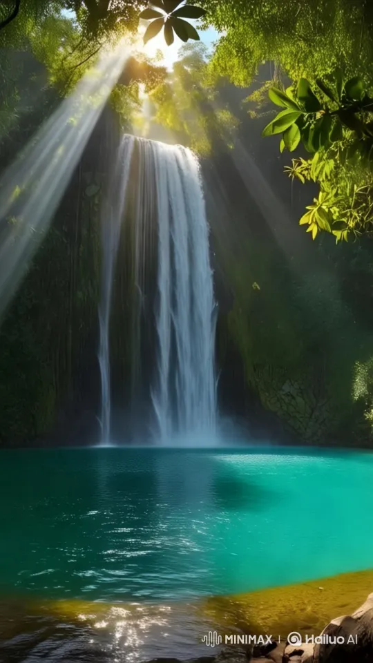 Tranquil Waterfall: Majestic Beauty Captured – AI Generated Video | Hailuo AI