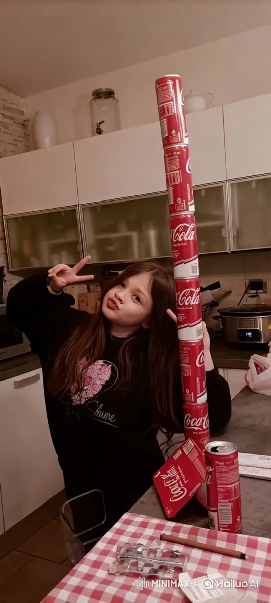 Distressed Girl Crying, Running in Kitchen with Fallen Coke Cans – AI Generated Video | Hailuo AI