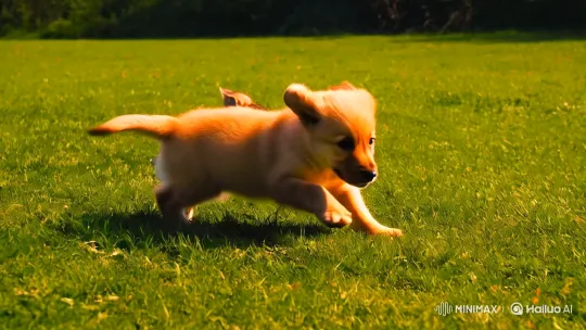 Puppy and Kitten Play in Sunlit Meadow – AI Generated Video | Hailuo AI