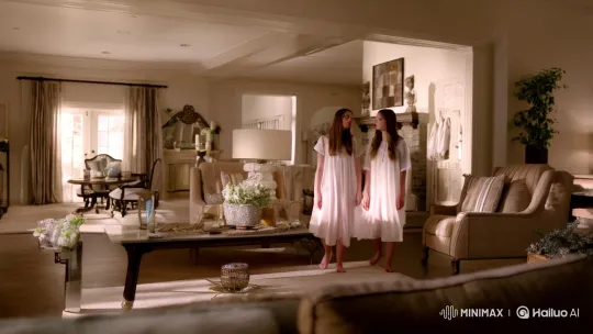 College Girls in Ethereal Nightwear in Dreamy Living Room – AI Generated Video | Hailuo AI