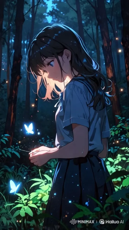 Enchanted Encounter: Firefly Lights up Serene Forest Scene – AI Generated Video | Hailuo AI