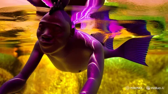 Human-Fish Hybrid in Surreal Underwater 3D Dance – AI Generated Video | Hailuo AI