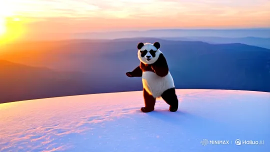 Panda Dance at Sunrise on Snowy Peak – AI Generated Video | Hailuo AI