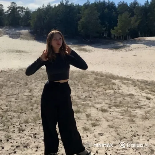 Young Woman Eating Bananas in Serene Forest Setting – AI Generated Video | Hailuo AI
