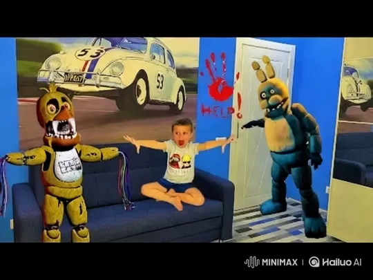 Child and Animatronics in Playful Room – AI Generated Video | Hailuo AI