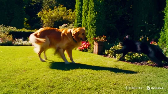 Dramatic Garden Showdown: Dog vs. Cat – AI Generated Video | Hailuo AI