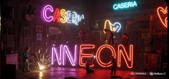Neon Sign Craftsmanship: Workshop Artistry in Motion – AI Generated Video | Hailuo AI