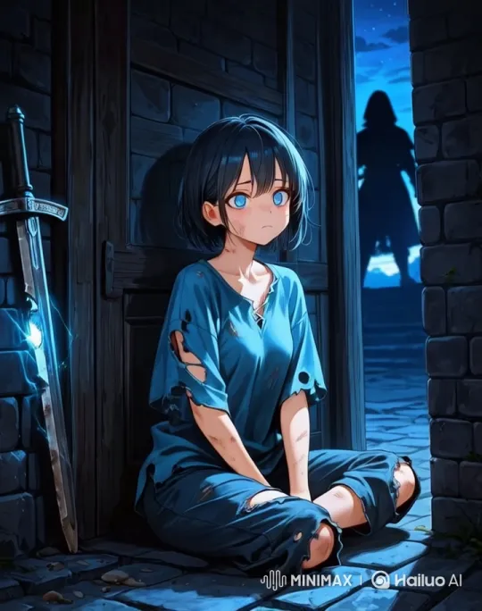 Mysterious Figure Approaches Exhausted Woman in Dimly Lit Scene – AI Generated Video | Hailuo AI