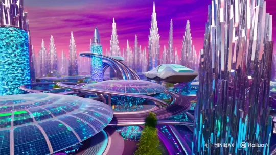 Futuristic 2150: High-Tech Cityscape with Nature Blend – AI Generated Video | Hailuo AI