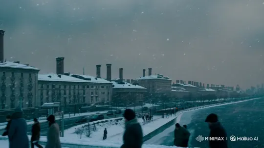 Novosibirsk Winter: A Woman's Solitude Amidst Snowy Streets – AI Generated Video | Hailuo AI