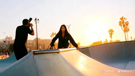 Skateboarding Pro Showcases Skills at Venice Park – AI Generated Video | Hailuo AI