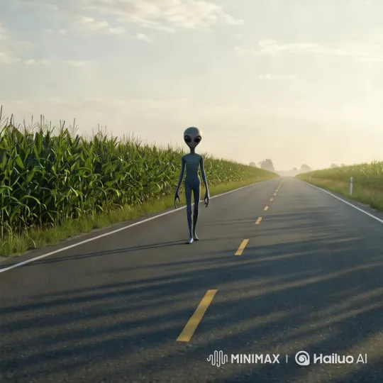 Alien Senses Danger, Dashes Into Cornfield – AI Generated Video | Hailuo AI