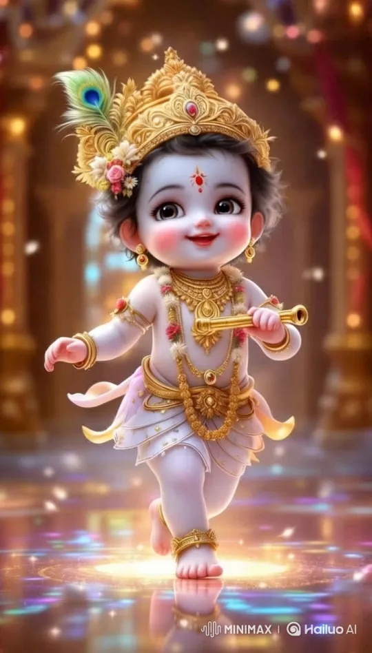 Enchanting Child as Krishna in Grand Festival Setting – AI Generated Video | Hailuo AI
