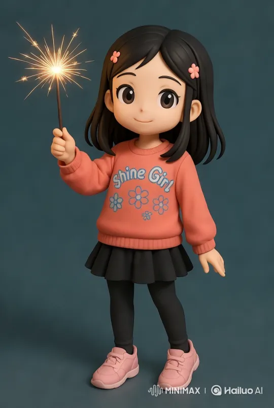 Magical Nighttime Park Scene with Sparkler-Wielding Girl – AI Generated Video | Hailuo AI