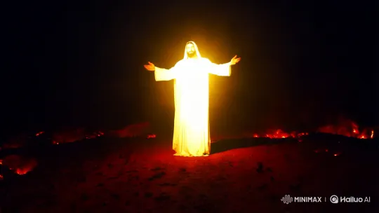 Divine Light of Jesus Amidst Darkness – AI Generated Video | Hailuo AI