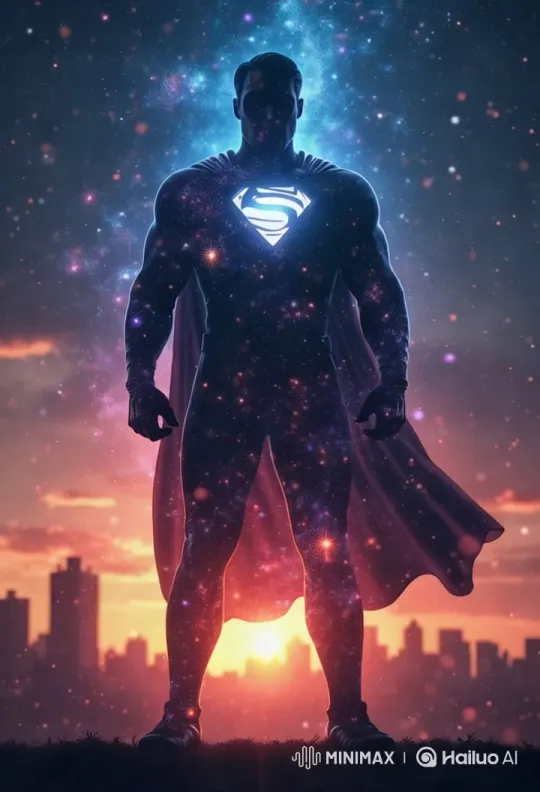 Superhero Stands Tall in Dynamic Sunrise Scene – AI Generated Video | Hailuo AI