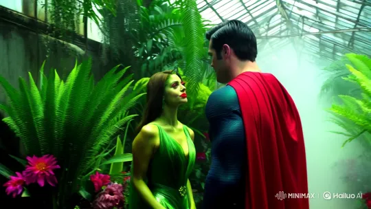 Superman and Poison Ivy's Seductive Encounter in a Greenhouse – AI Generated Video | Hailuo AI
