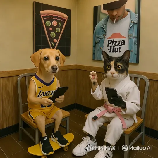 Dog and Cat Dance in Themed Costumes – AI Generated Video | Hailuo AI