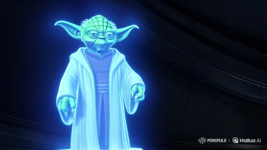 Maestro Yoda's Hologram in Mysterious Spacecraft Setting – AI Generated Video | Hailuo AI