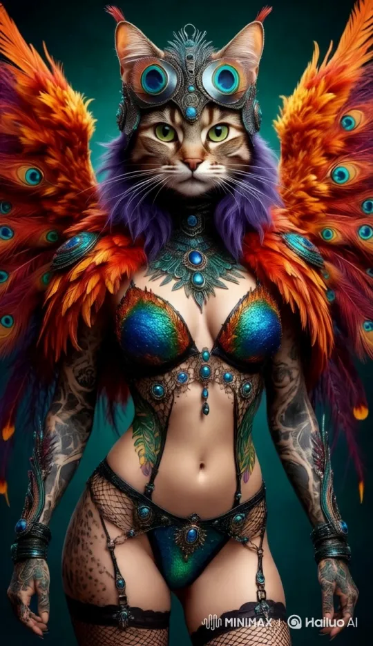 Fantasy Cat-Human Hybrid Struts in Vivid Runway Display – AI Generated Video | Hailuo AI