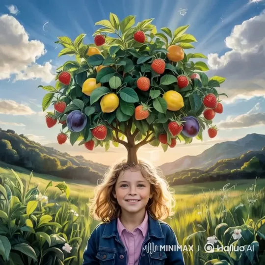 Child Explains Orange Benefits in Scenic Nature Setting – AI Generated Video | Hailuo AI