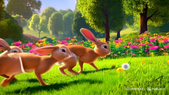 Wildlife Harmony in a Lush Meadow – AI Generated Video | Hailuo AI