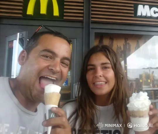 Young Lady Enjoying Dessert Outside McDonald's – AI Generated Video | Hailuo AI