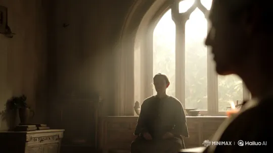 Contemplative Figure in Serene Light and Shadow – AI Generated Video | Hailuo AI