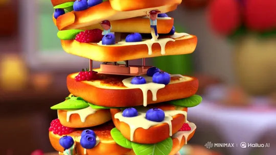 Miniature Workers Craft Artistic Toast Tower – AI Generated Video | Hailuo AI
